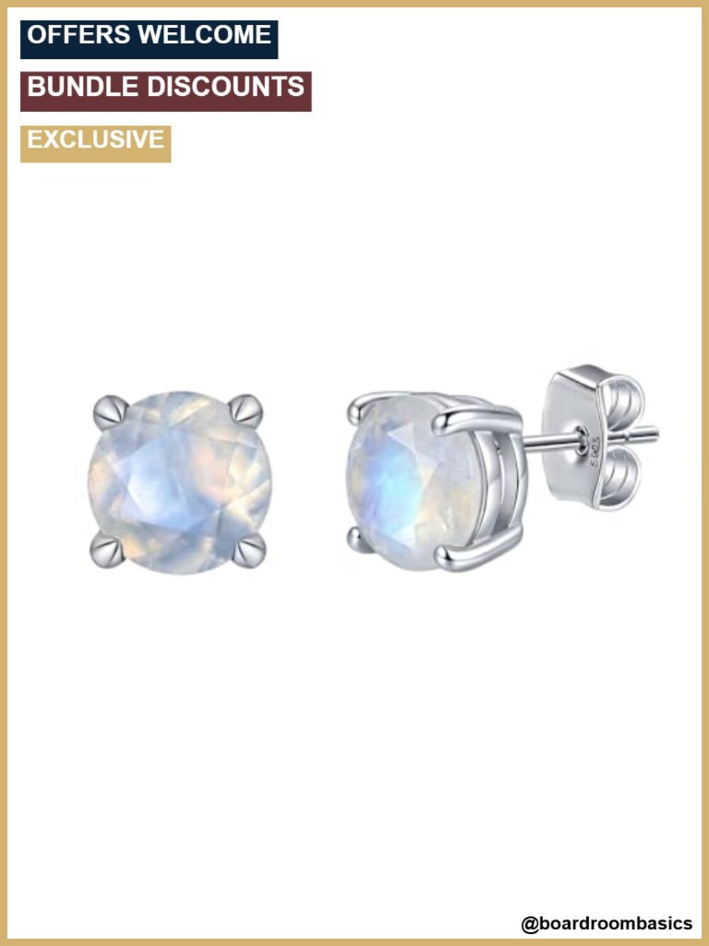 Moonstone Stud Earrings 925 Sterling Silver June Birthstone Gift